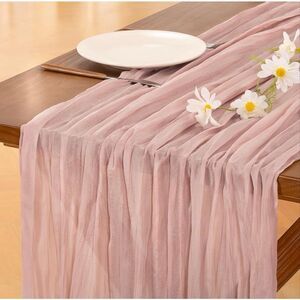 Dusty Pink Cheesecloth Table Runner – 10ft – Crinkled Gauze